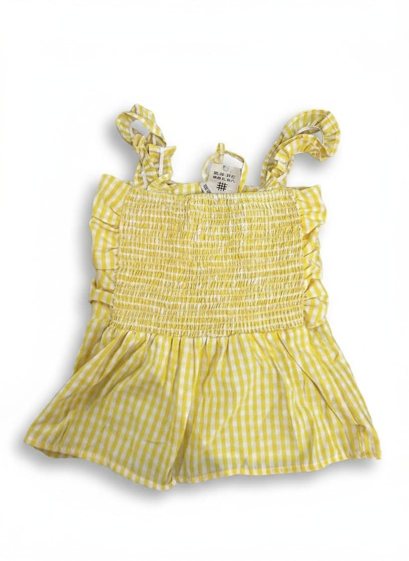 Yellow Gingham Smocked Top